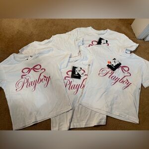 Playboy cropped tee bundle of five XS tshirts NWT